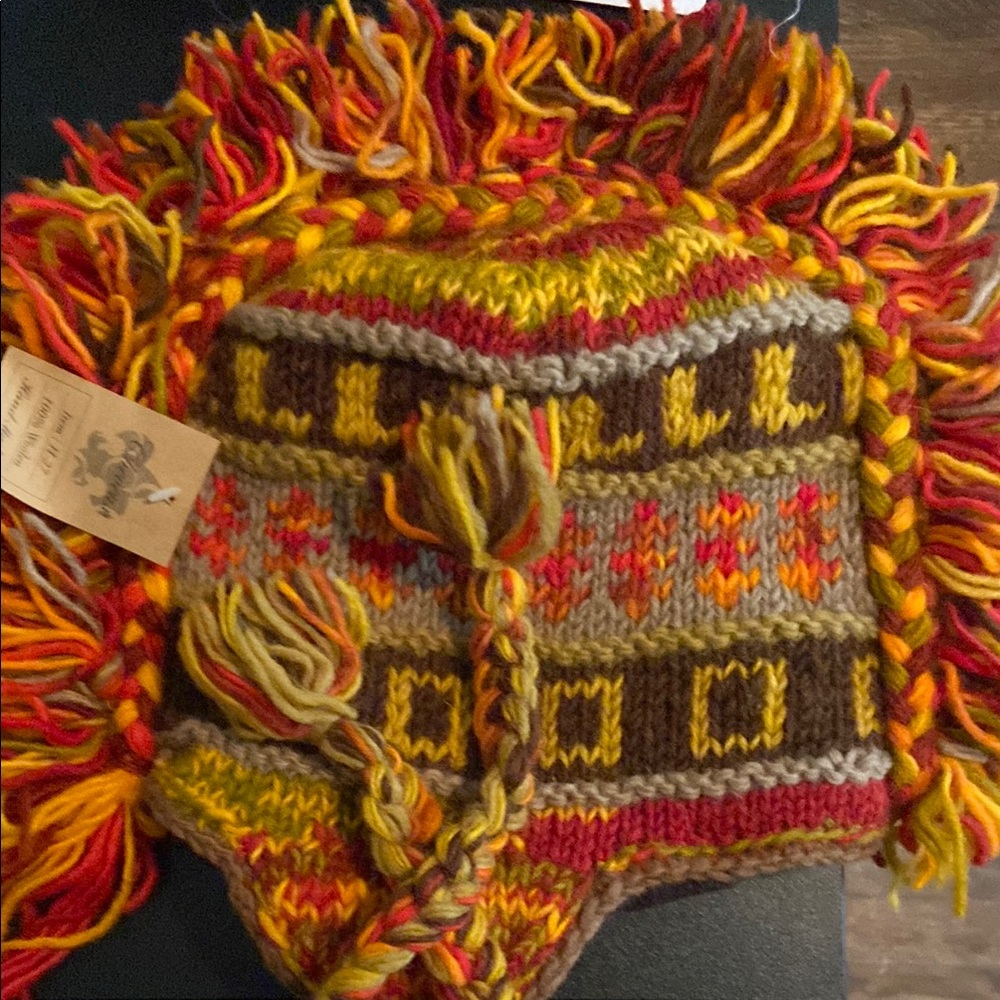Colorful Knit Earflap Mohawk Hat with Tassels